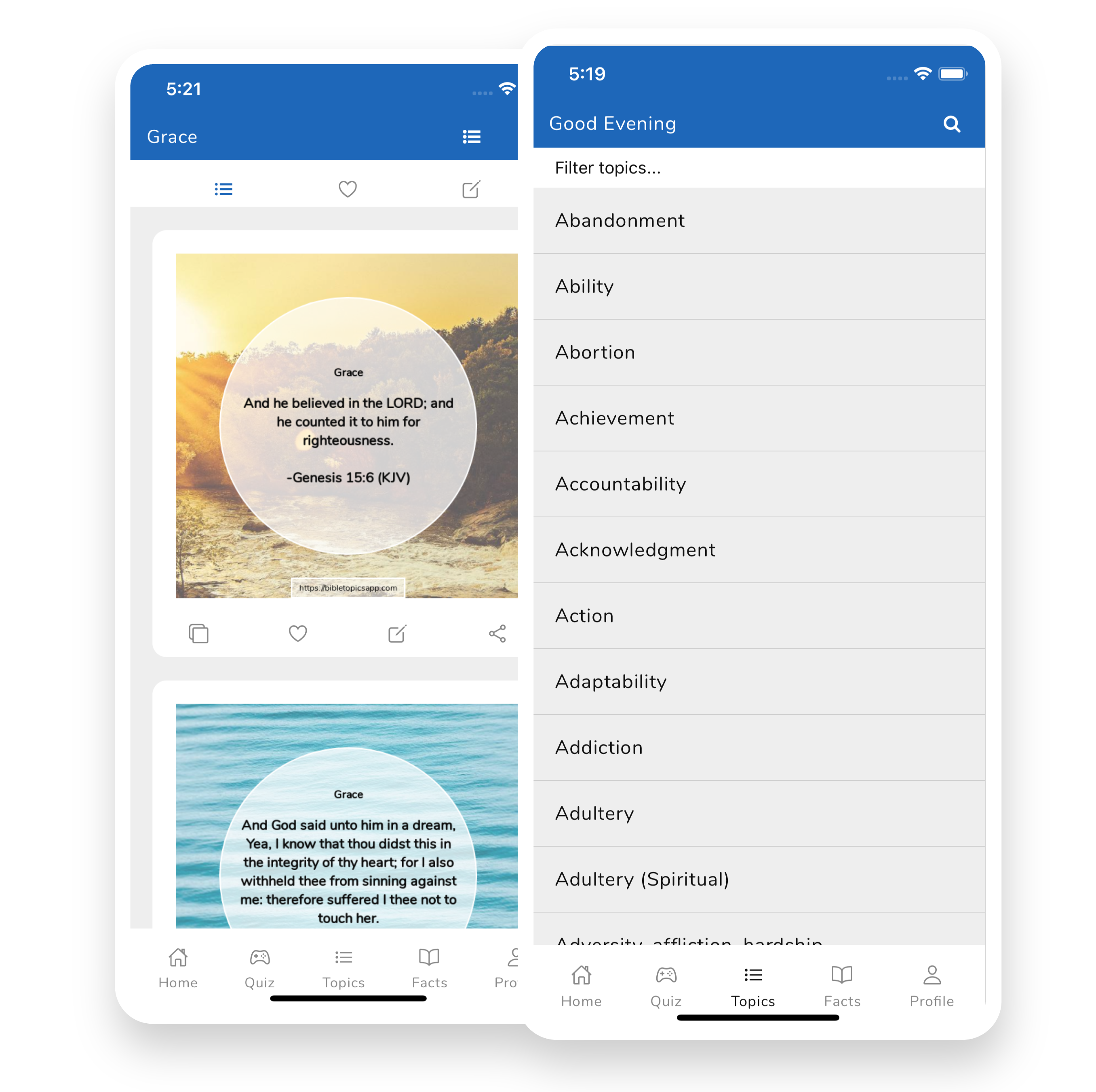 Bible Topics app screenshots